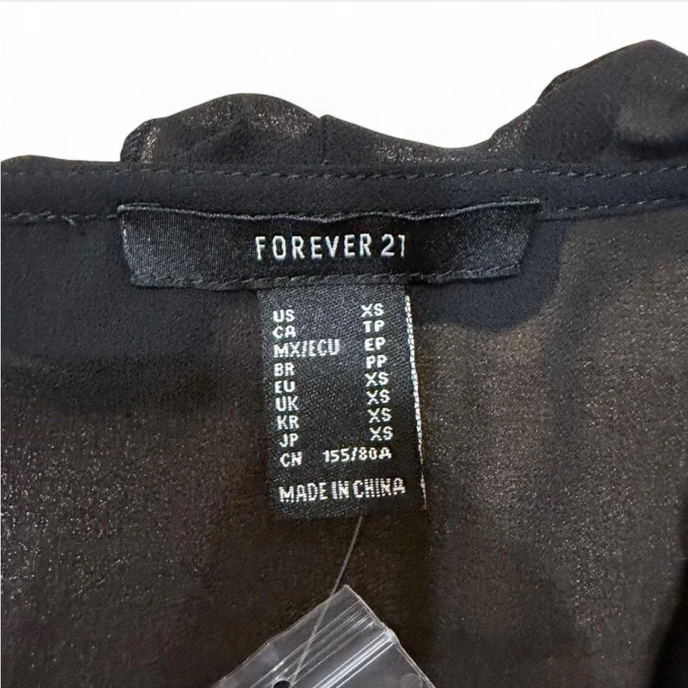 NWT Forever 21 Ruffle-Trim Chiffon Top